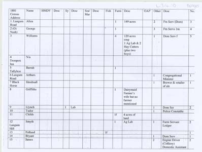 Copy of the 1881 census for Llangwm
